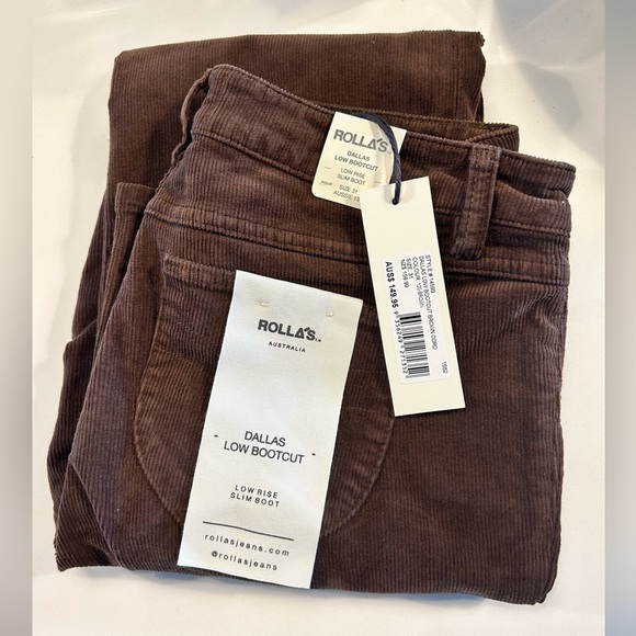 Rolla’s Brown Dallas Low Slim Fit Boot Cut Bootcut Cord Corduroy Pants Trousers - Picture 9 of 9